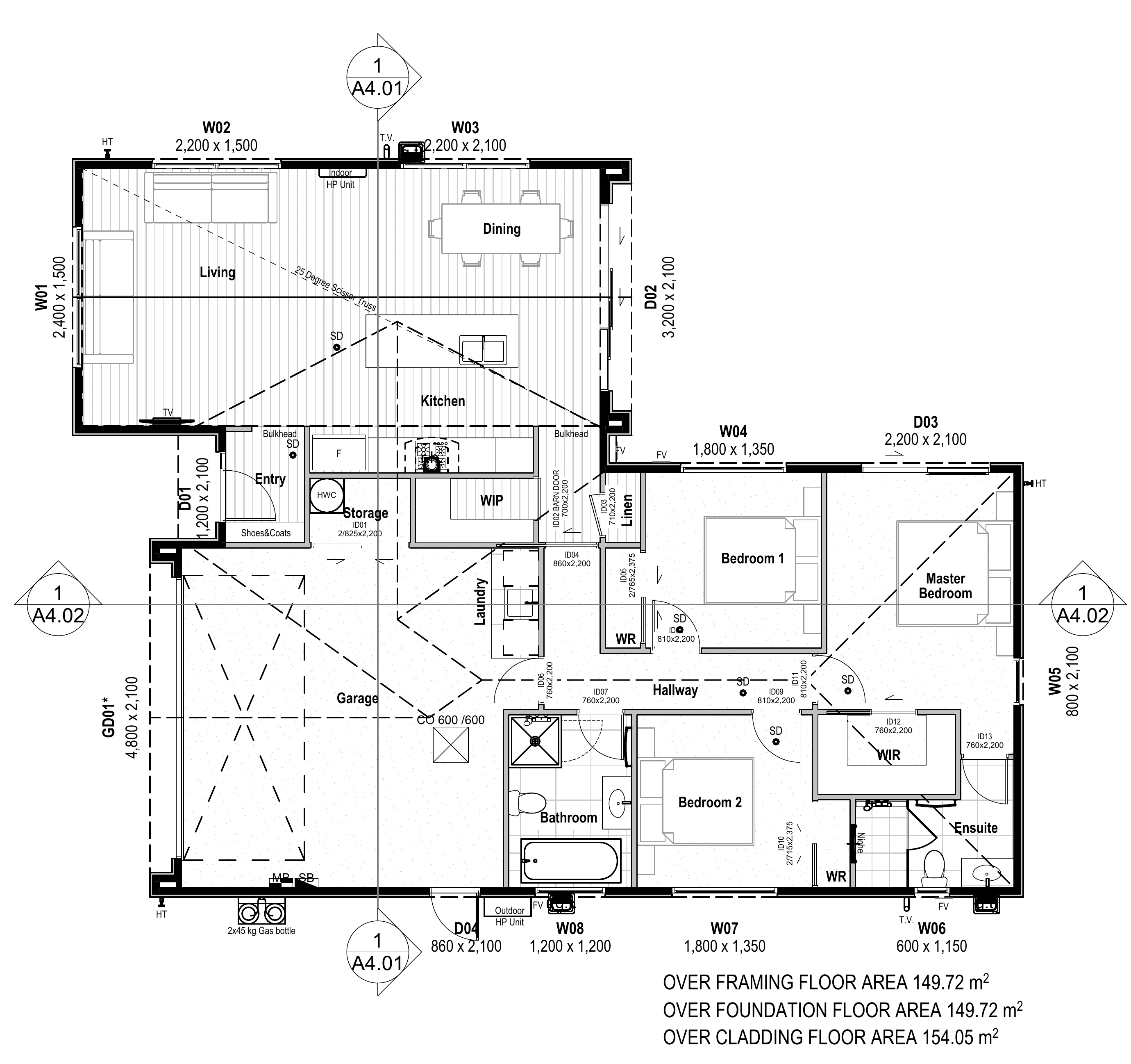 Consent drawing sample: ground-floor layout for a three-bedroom residence with garage. Drawing documentation by Joseph; source copyright Solid ify Design Studio. Display permission confirmed by Joseph. Presentation sample; not evidence of completed construction or an approval claim.
